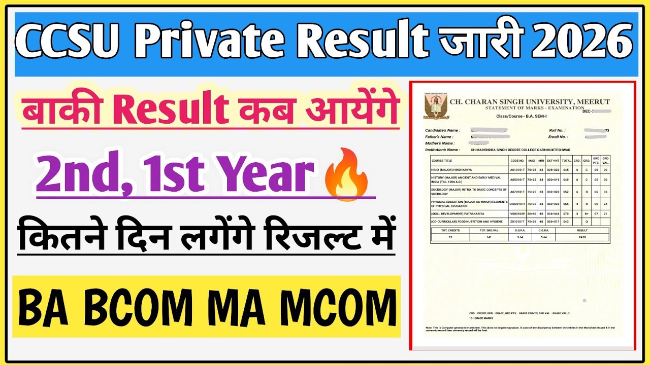 CCSU private result 2026 | CCSU result 2026 | CCSU news update today | CCSU BA 1st year result 2026