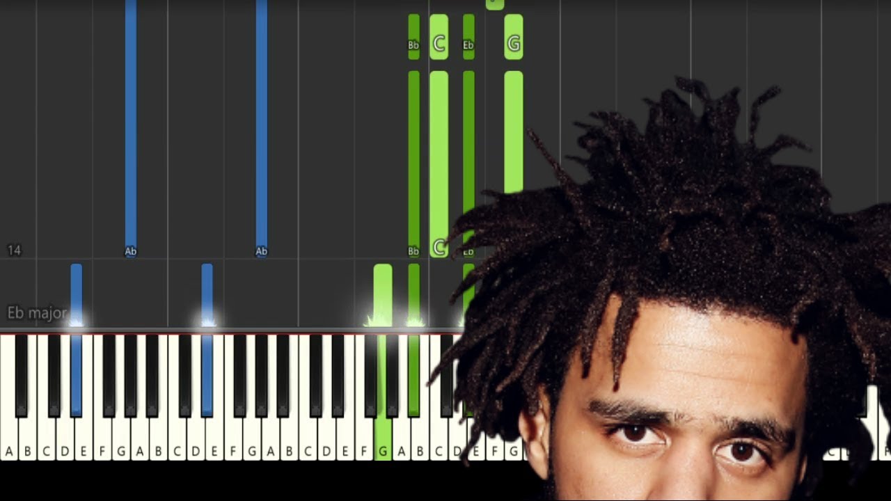 J Cole - Love Yourz [Synthesia] (Piano tutorial)