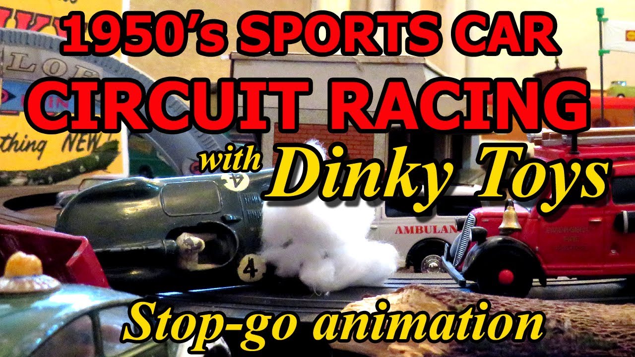 1950's sports cars circuit racing - stop-motion animation - Jaguar D-Type etc.