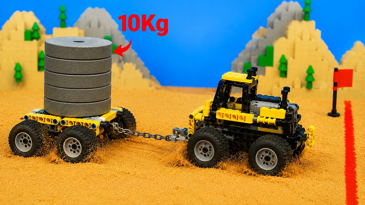 Can LEGO Cars Pull Increasingly Heavy Loads On Sand? | JK Lego Technic