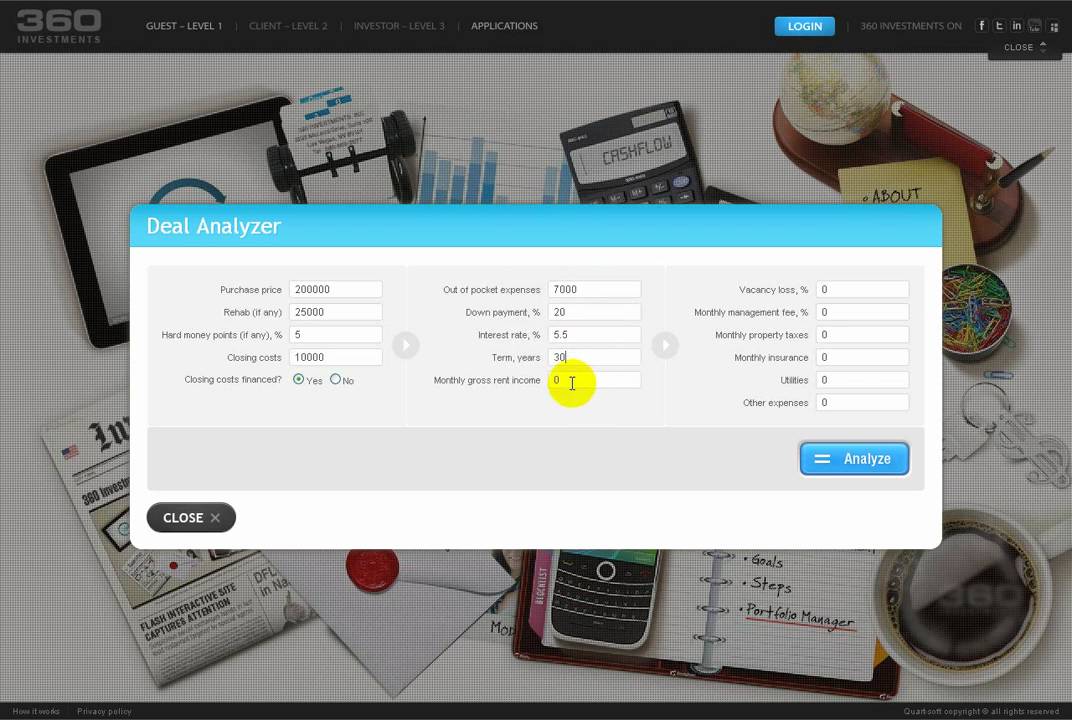 360 Investments&reg; Deal Analyzer