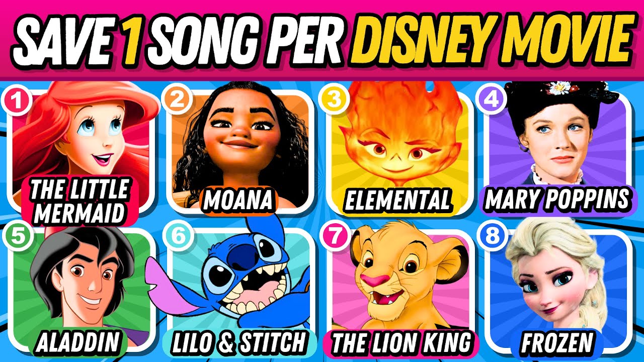 🎵 SAVE ONE SONG per Disney Movie 🎙️🔥 | Music Quiz | Choose Your Favoritte Song