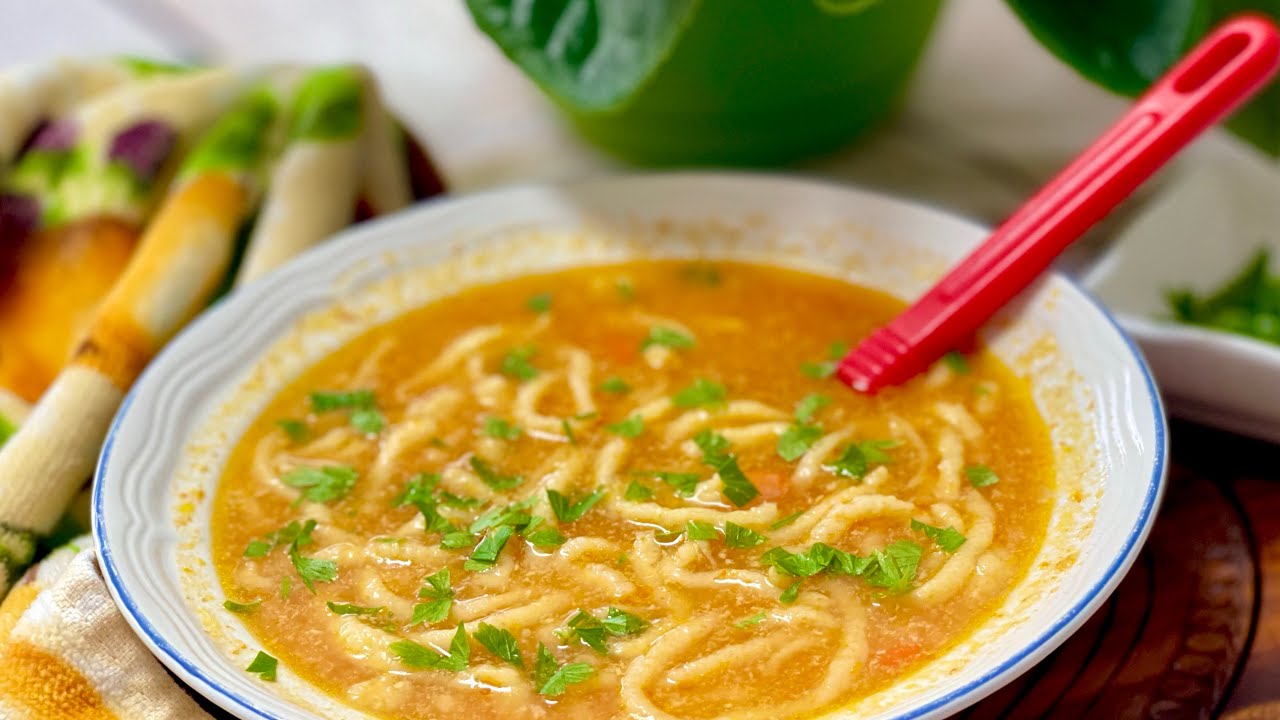 Tomato Soup w/ Homemade Egg Noodles (Polish Style Soup)- The Lazy Girls Kitchen