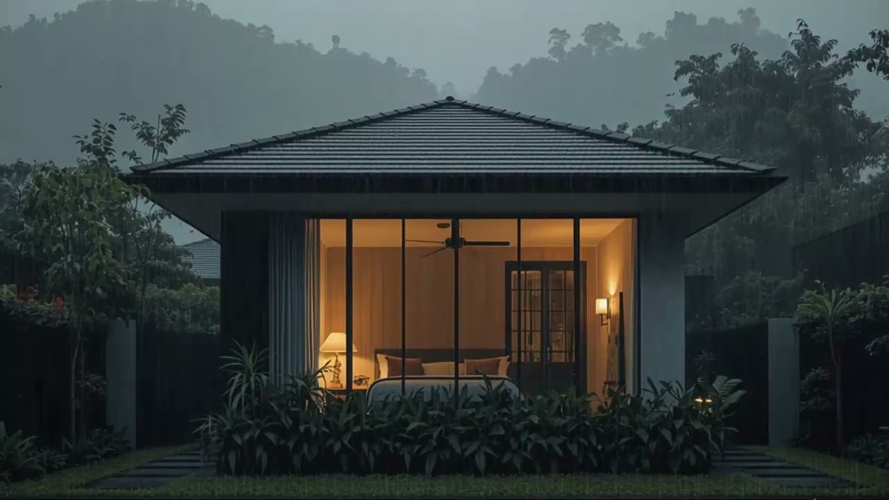 Heavy Rain on Glass Roof at Night 🌧️ Skylight Storm Sounds