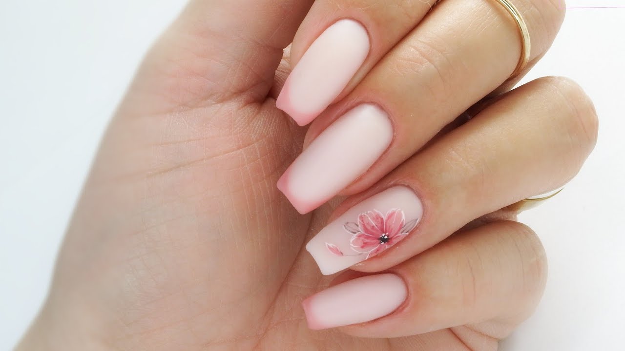 Relaxing Video TUTORIAL delicate pink french  & flower nails art / Eveline Cosmetics