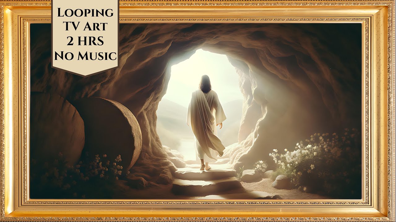Easter Jesus Resurrection Gold Frame TV Art Looping  Screensaver Wallpaper l Religious Christian