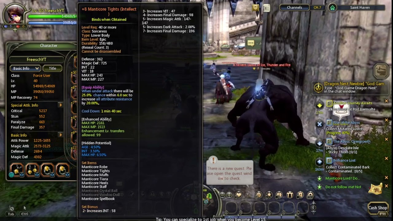 Dragon Nest Classic = My Force User Stats for Now