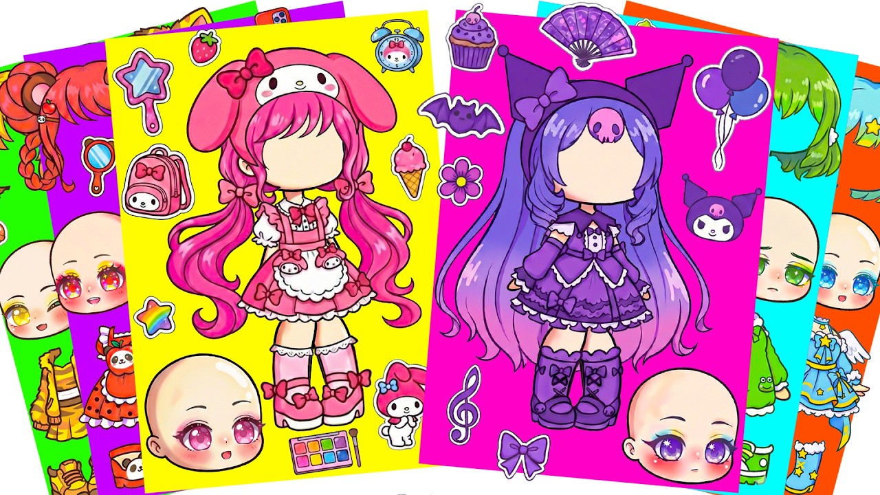 💘Paper DIY💘 Sanrio X Gacha Sticker Book #Kuromi #Melody #Cinnamoroll #paperdiy #gachalife #asmr