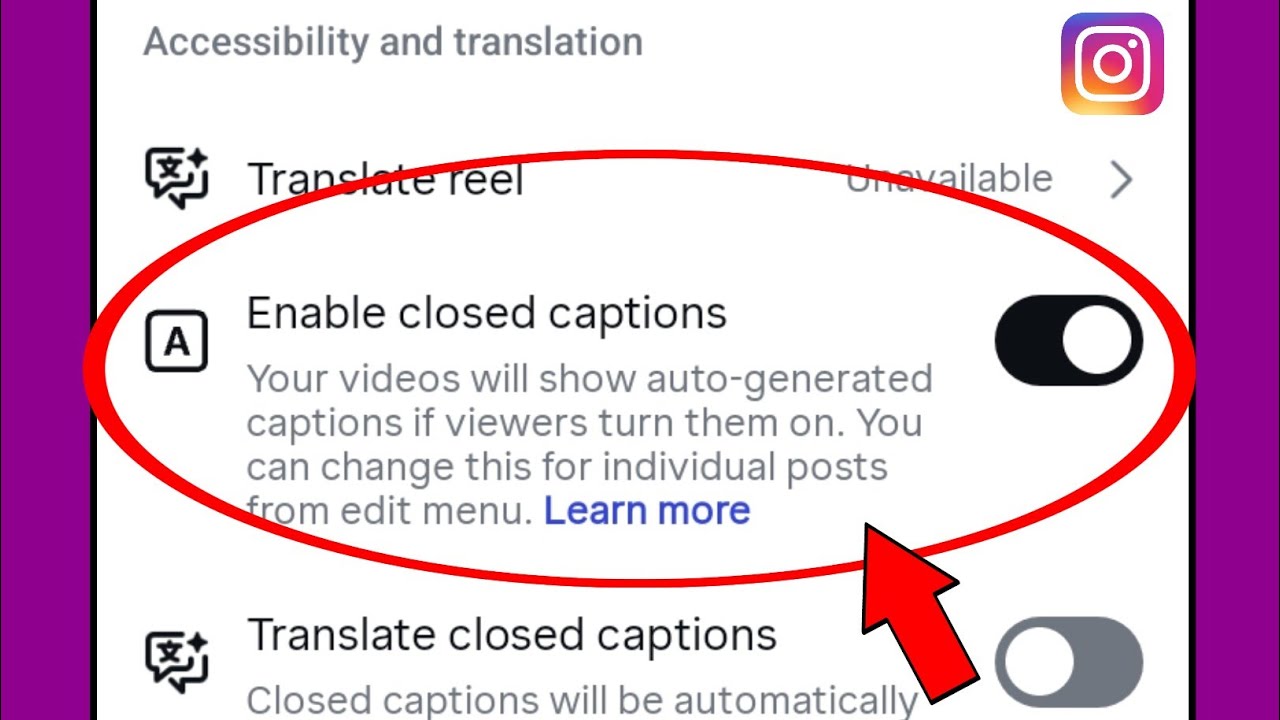 Instagram me Enable closed captions kya hota hai | Enable closed captions settings 