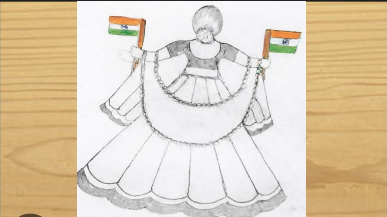 Republic Day Drawing Easy | 26 January Drawing For Kids | How To Draw A Girl Holding Indian Flag 