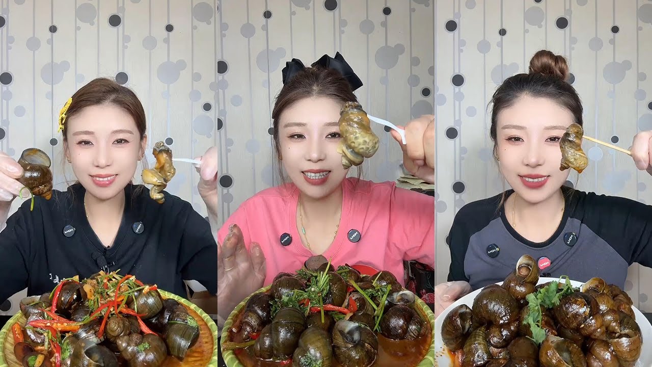 【Mukbang】Spicy stir fried snails🐚🌶#asmr#yummy