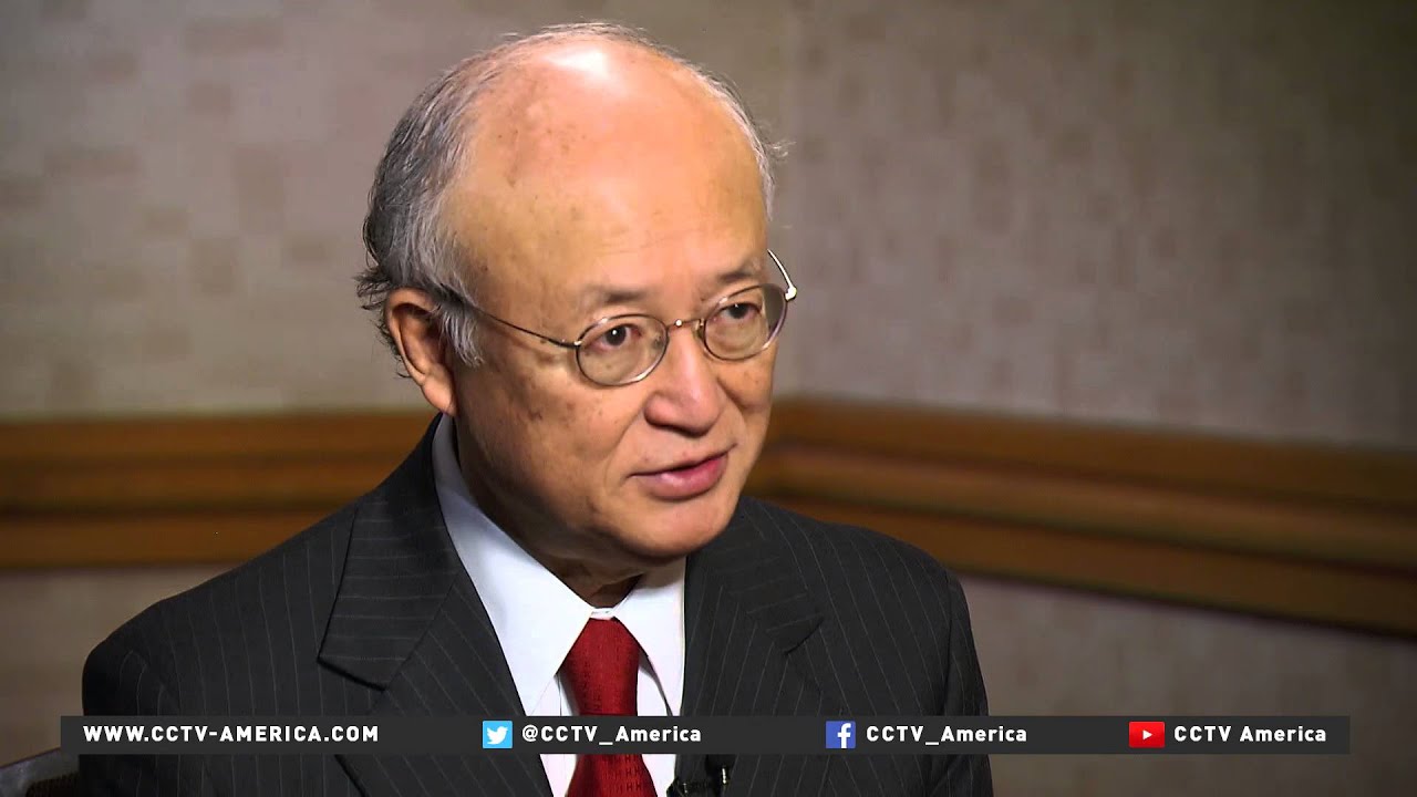 IAEA Director-General Yukiya Amano with CCTV America Wang Guan