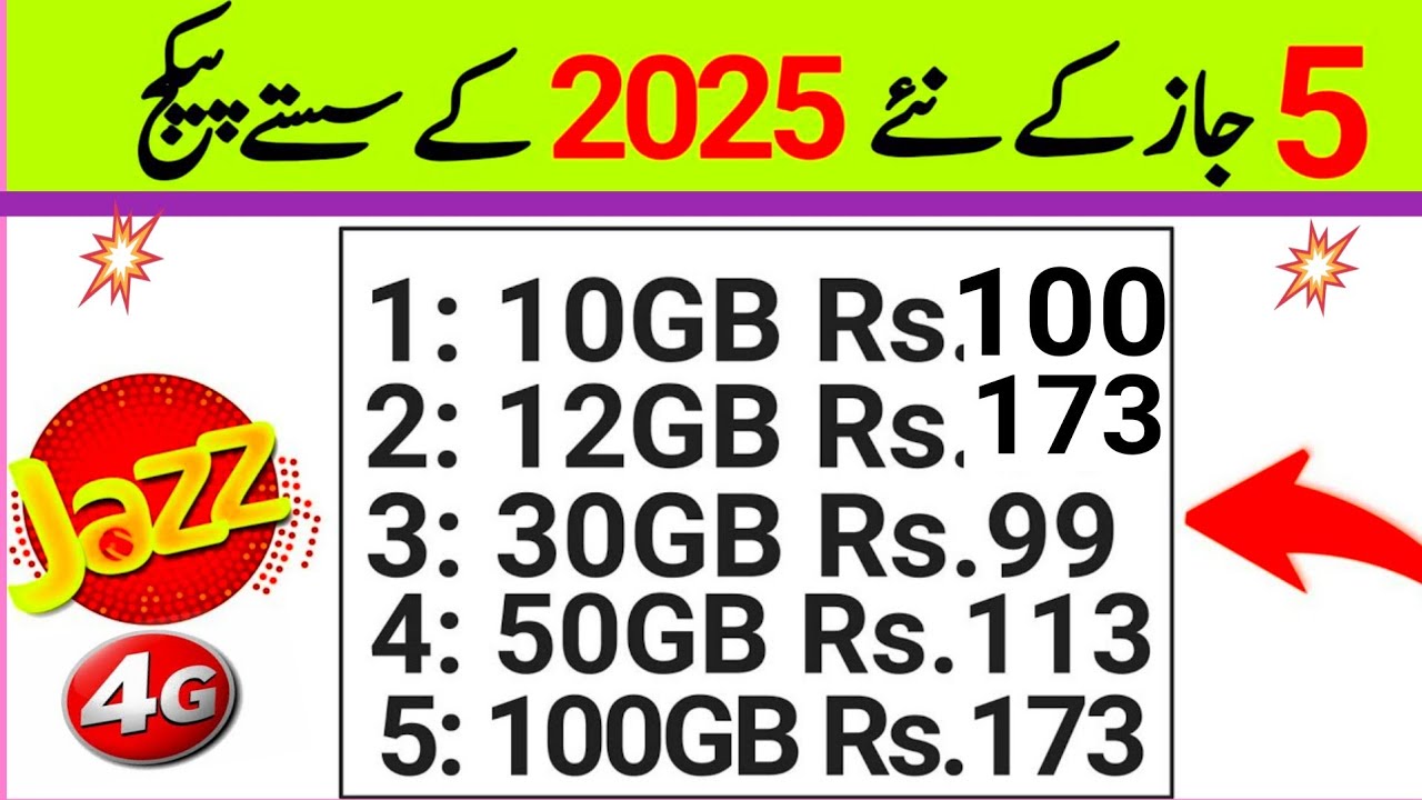 jazz 5 new internet packages 2025 / jazz weekly monthly packages 2025