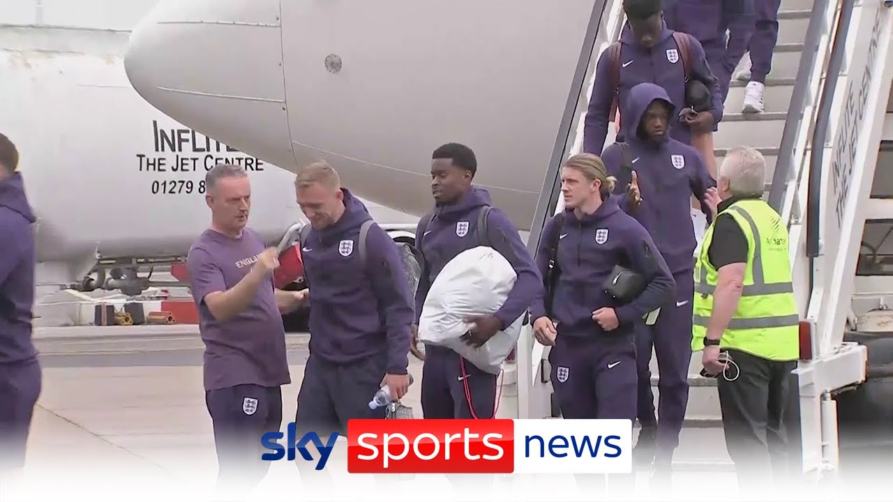 The Three Lions squad arrive back in England after after losing 2024 Euro final to Spain