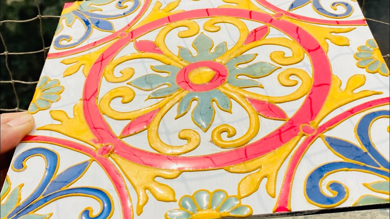 Persian Tile Art using Resin and Relief Art Techniques | Fusion Art Tutorial for Beginners in Hindi
