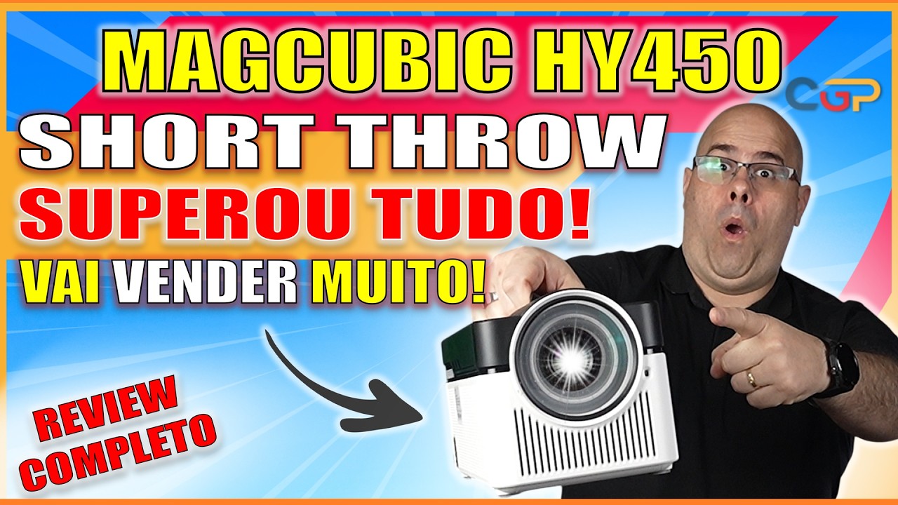 IMAGENS GIGANTES EM ESPAÇOS PEQUENOS! BARATO E INCRÍVEL PROJETOR MAGCUBIC HY450 SHORT THROW. Geek493