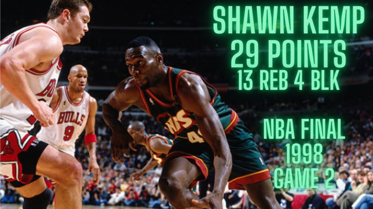 Shawn Kemp Highlights 29 Points 13 REB NBA Finals 1996 Game 2 Seatle Supersonics vs Chicago Bulls