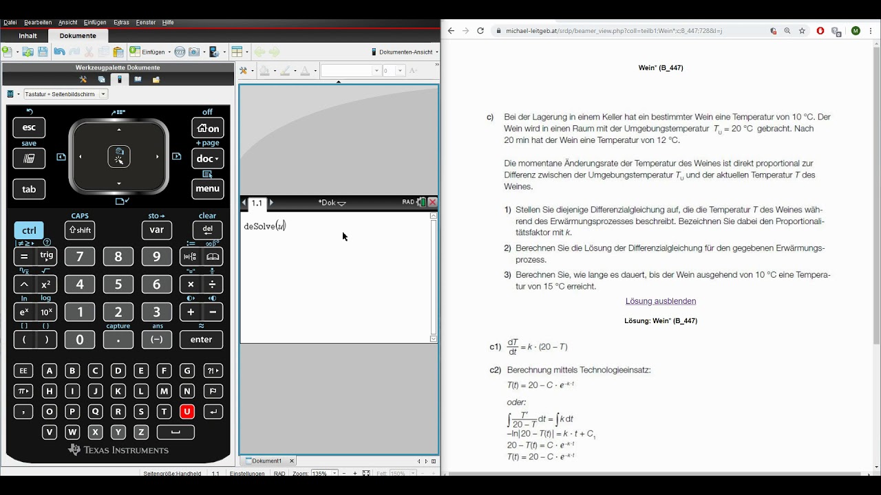 TI nspire CX CAS - Differentialgleichungen lösen