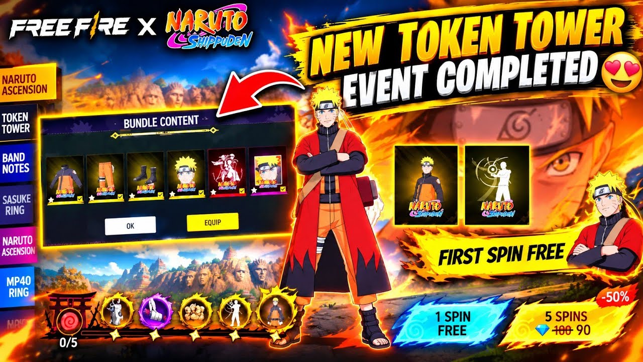 NEW NARUTO ASCENSION TOKEN TOWER EVENT FREE FIRE | NEW TOKEN TOWER EVENT | FREE FIRE NEW EVENT 
