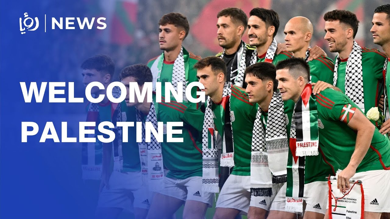 Huge welcome for Palestine national football team during friendly in Spain