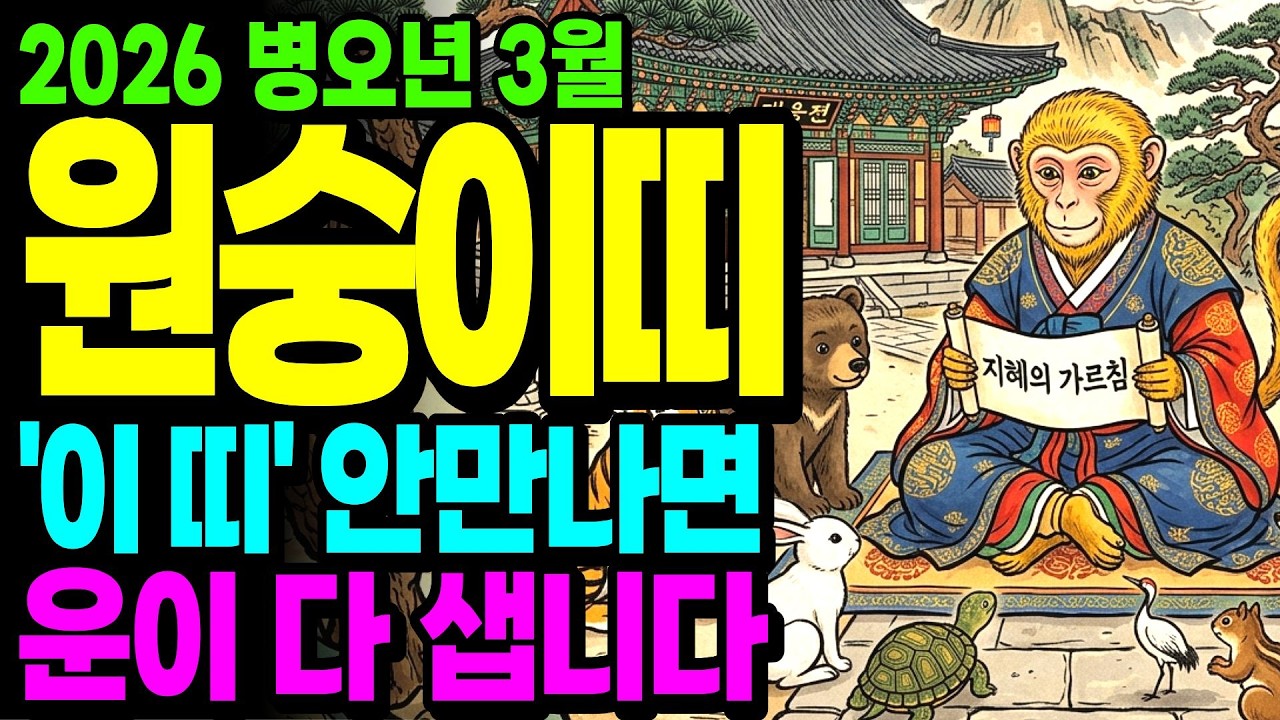 2026년 3월 운의 바뀜! 원숭이띠 인생 역전시켜줄 3가지 귀인 띠 비밀
