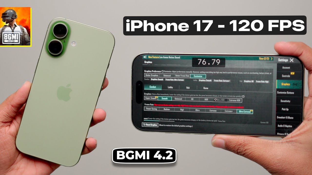 iPhone 17 - 120 FPS BGMI Test BGMI 4.2 Update with FPS Meter🤯 - Heating & Battery Test