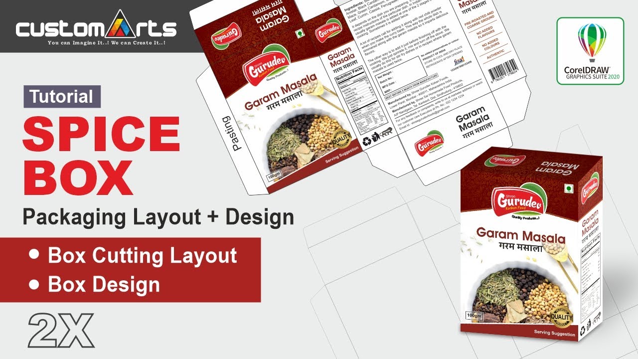 Complete Box Packaging Tutorial in CorelDraw | How to Make Spices Box Design & Dieline Layout
