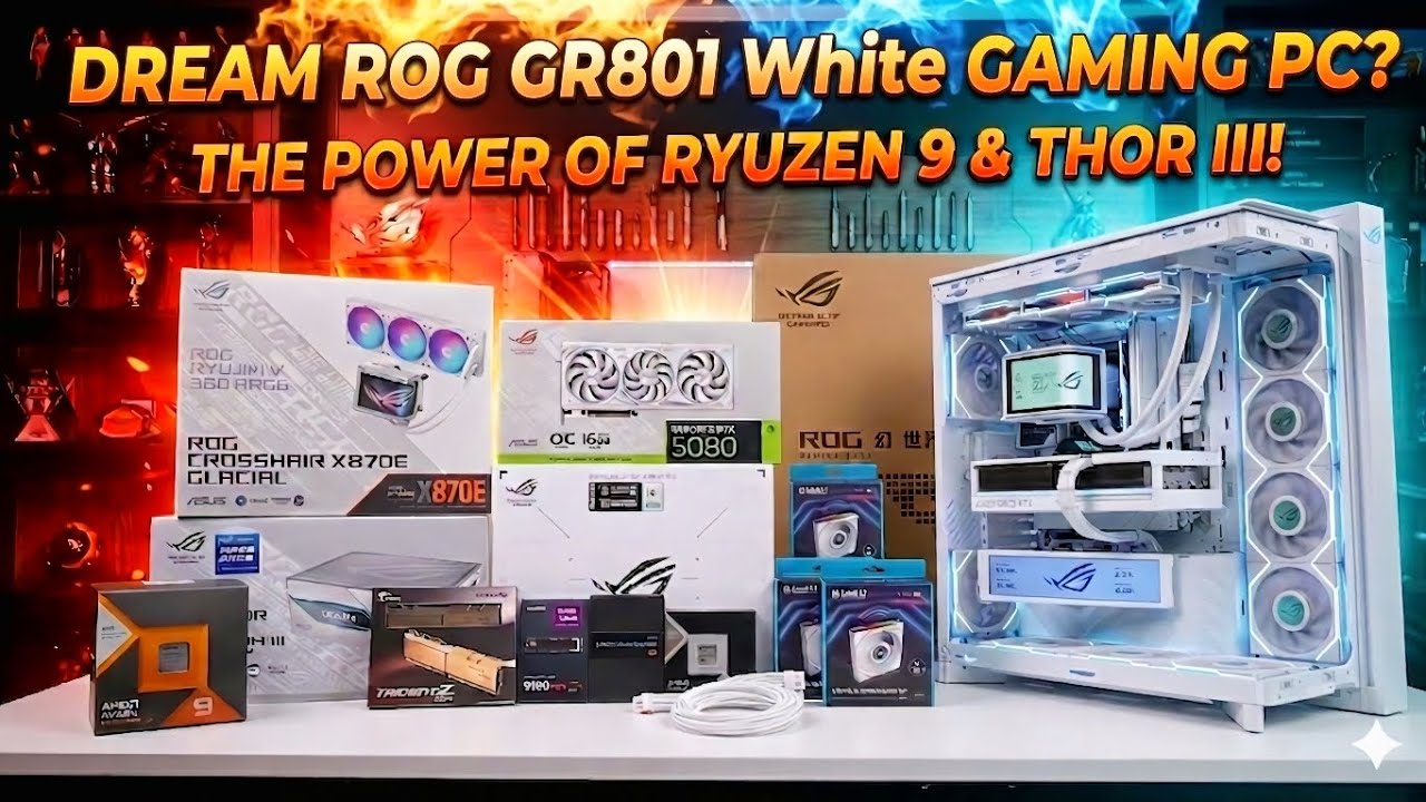 DREAM ROG GR801 White GAMING PC SETUP | AMD R9 9950X3D2 + RTX 5080 | X870E GLACIAL