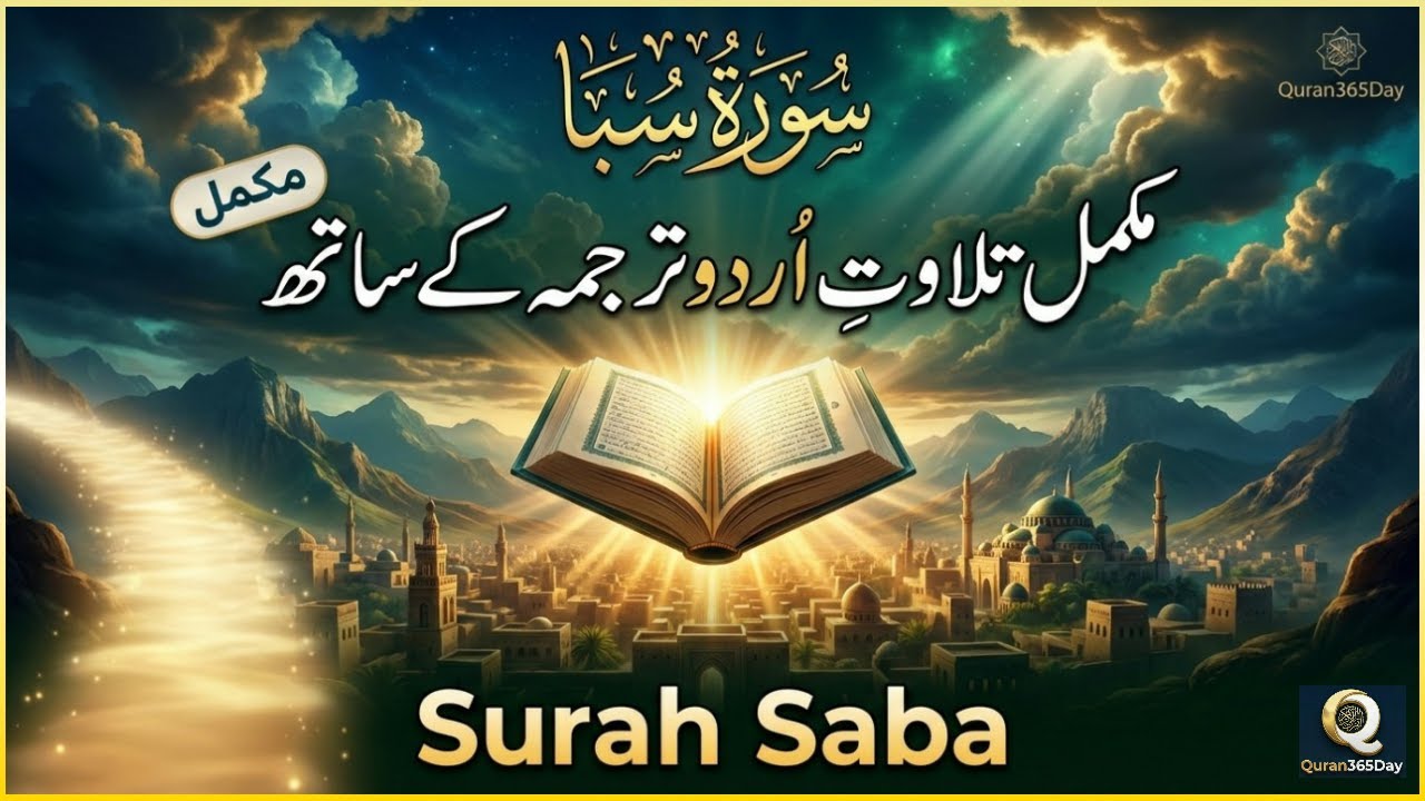 🔴Surah Saba with Urdu Translation Calm beautiful Recitation سورة سبأ اُردو ترجمہ کے ساتھ