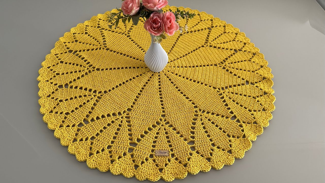 Centro de mesa de croch&ecirc; Amarelo, aula passo a passo completo