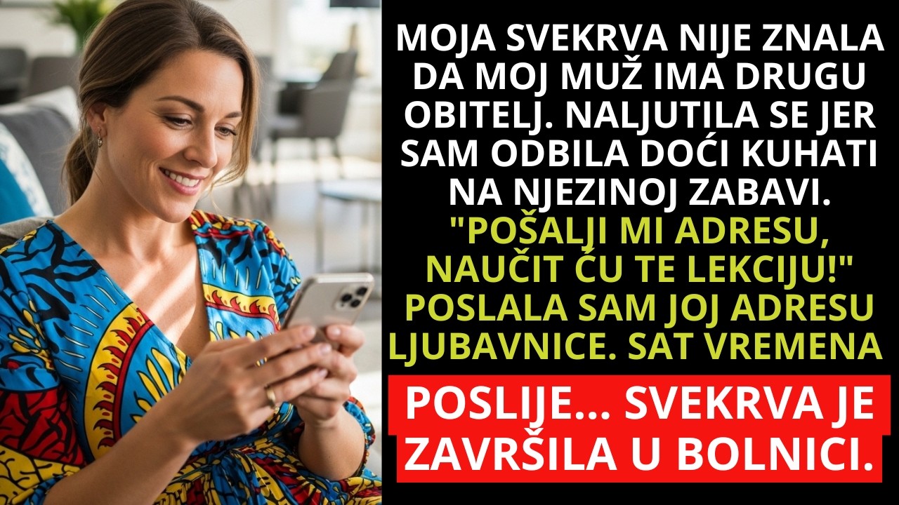 Svekrva je tražila moju adresu da me kazni; poslala sam je ljubavnici svog muža - i nastao je haos