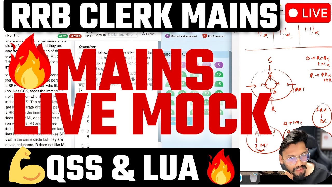 🤯 Live Mock RRB Clerk Mains | Learn the Smartest Approach | Yashraj Sir | Veteran