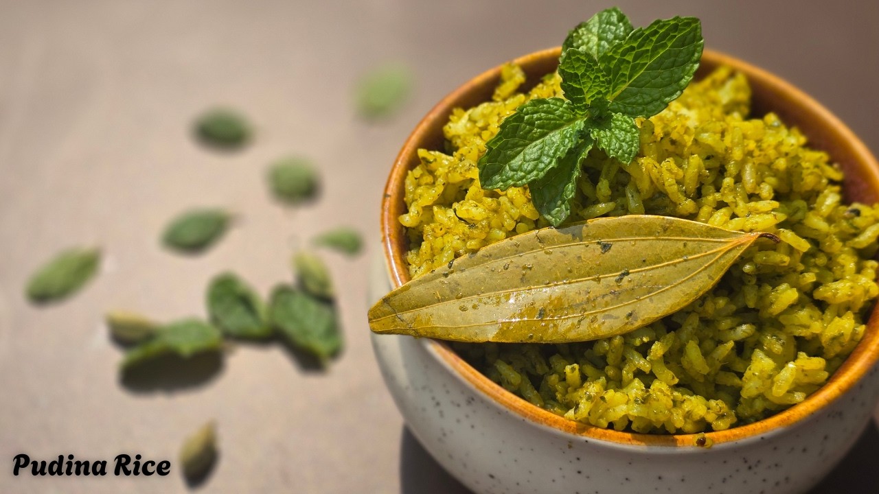 Pudina Rice | Easy rice recipe | Quick Lunch Box Recipe |  10 minute rice recipe | Tasty Mint Rice