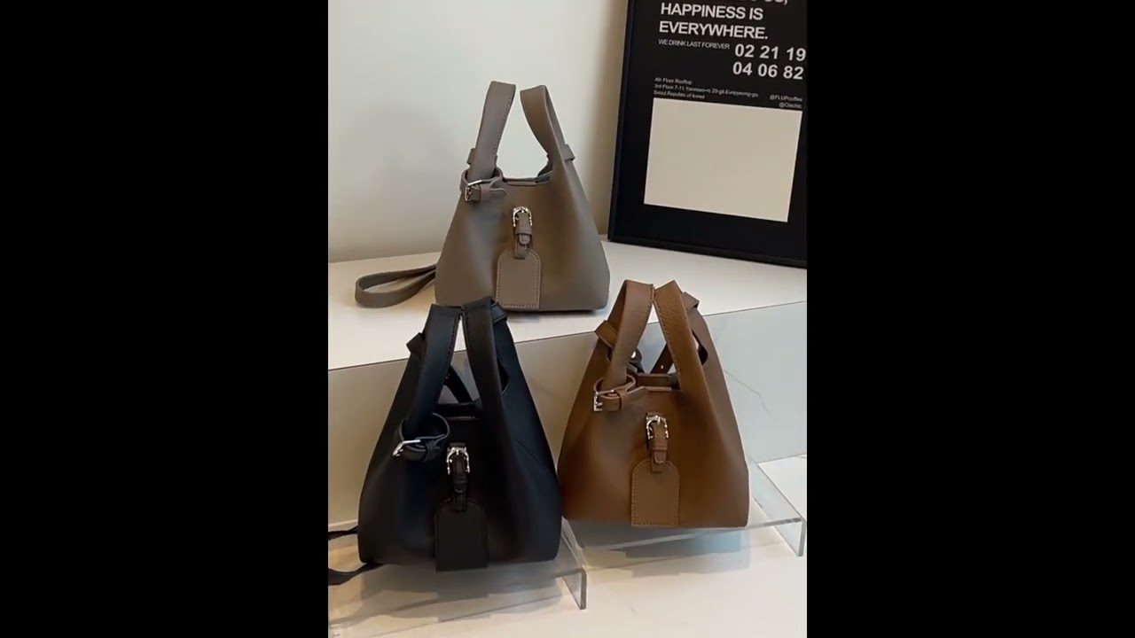 FONOW 여성 숄더백 고급 가죽 버킷 양 투웨이 토트백