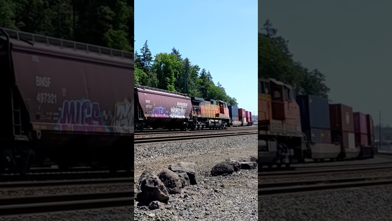 Loud Slack Bangs As Long Train Slows To A Stop