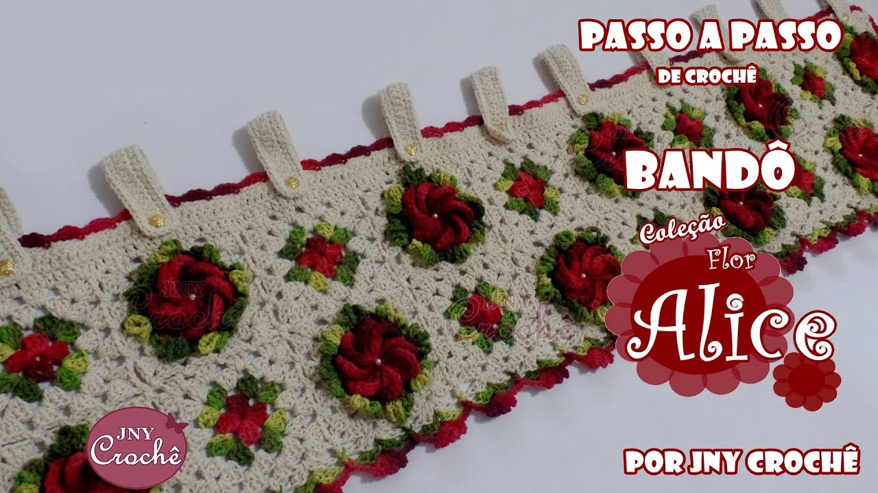Bandô de cortina de crochê passo a passo | Alice - Parte 1 - JNY Crochê