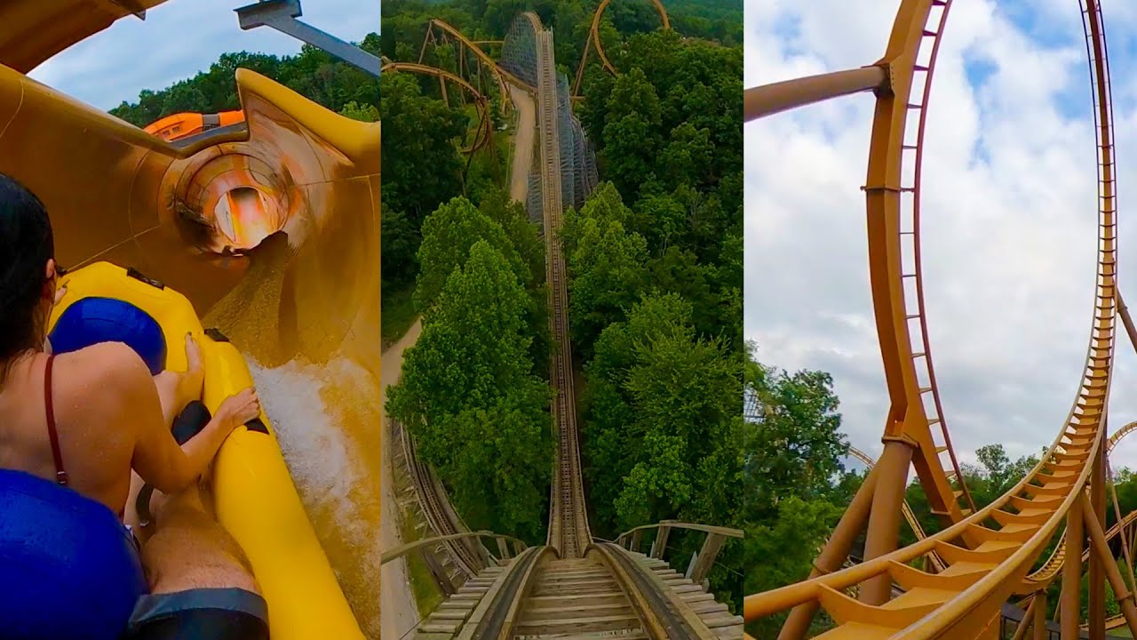 Все американские горки и водные аттракционы в Holiday World! Вид с места происшествия!
