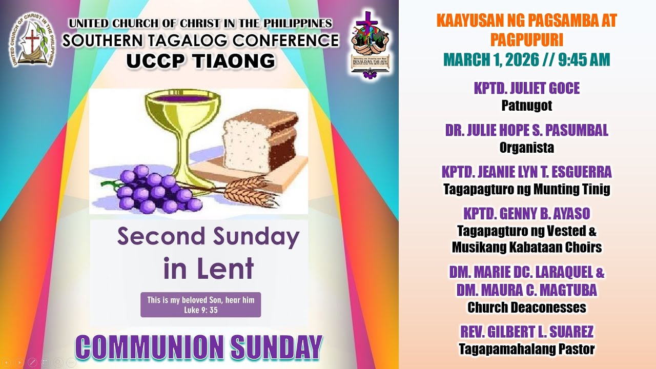 MARCH 1, 2026 │ UCCP TIAONG SUNDAY WORSHIP