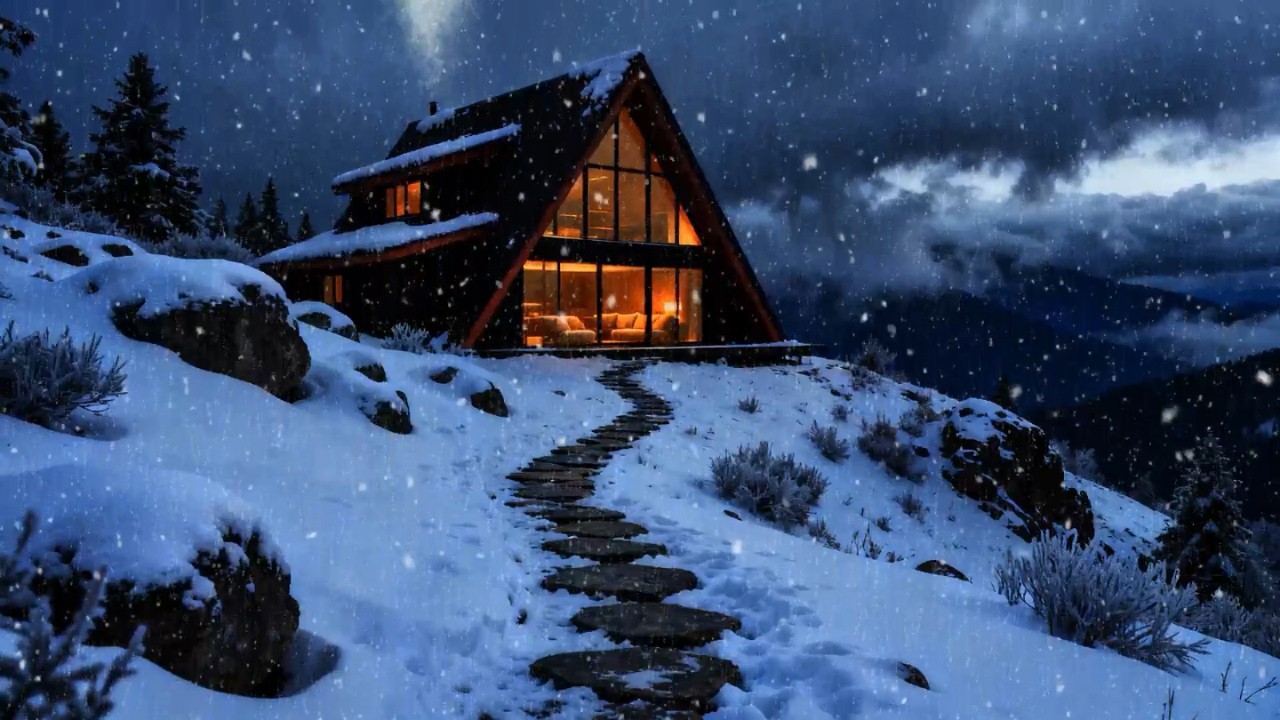Safe Inside the Storm ❄️ Cozy Fireplace Crackling, Howling Wind & Winter Ambience