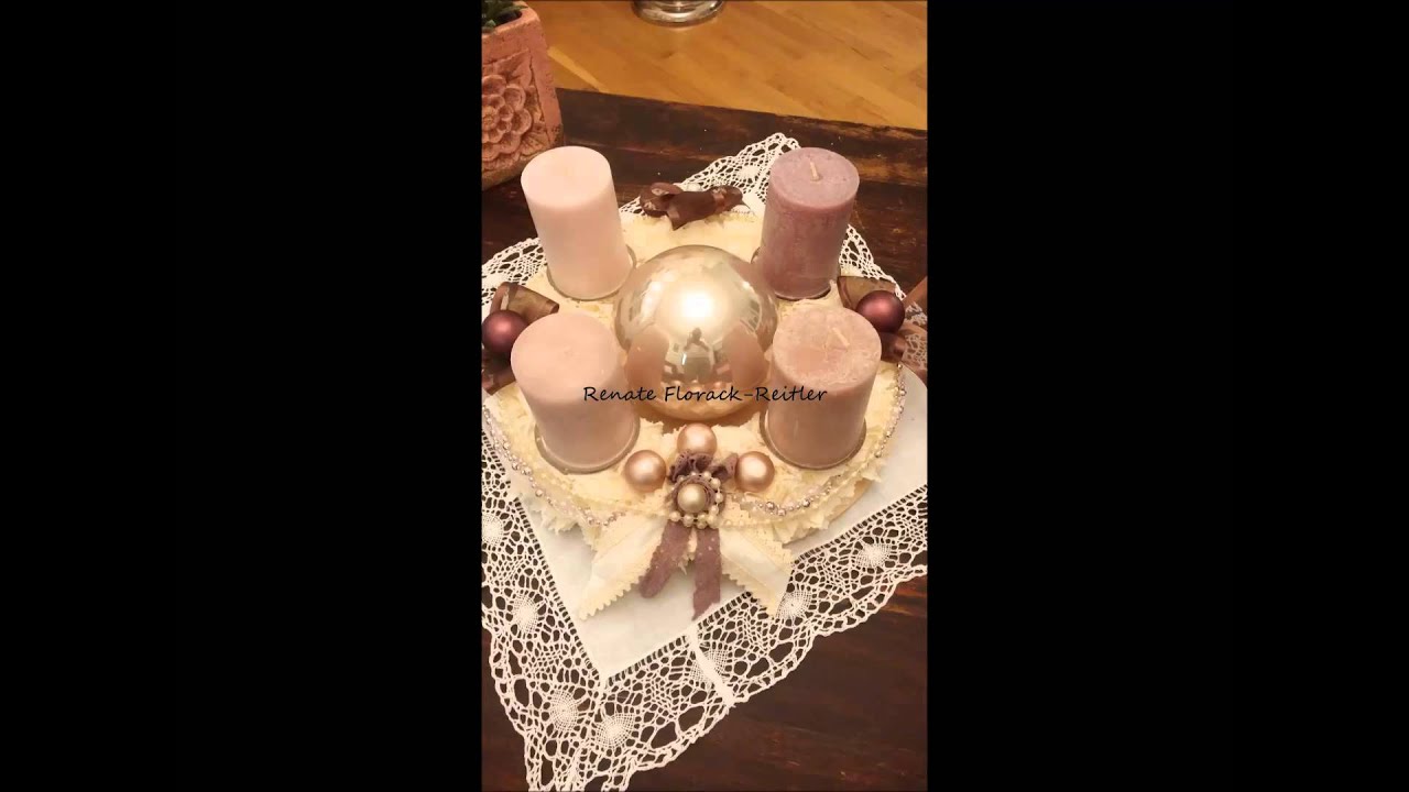 Adventskranz Kranz wei&szlig; gold rosa mit Kugel