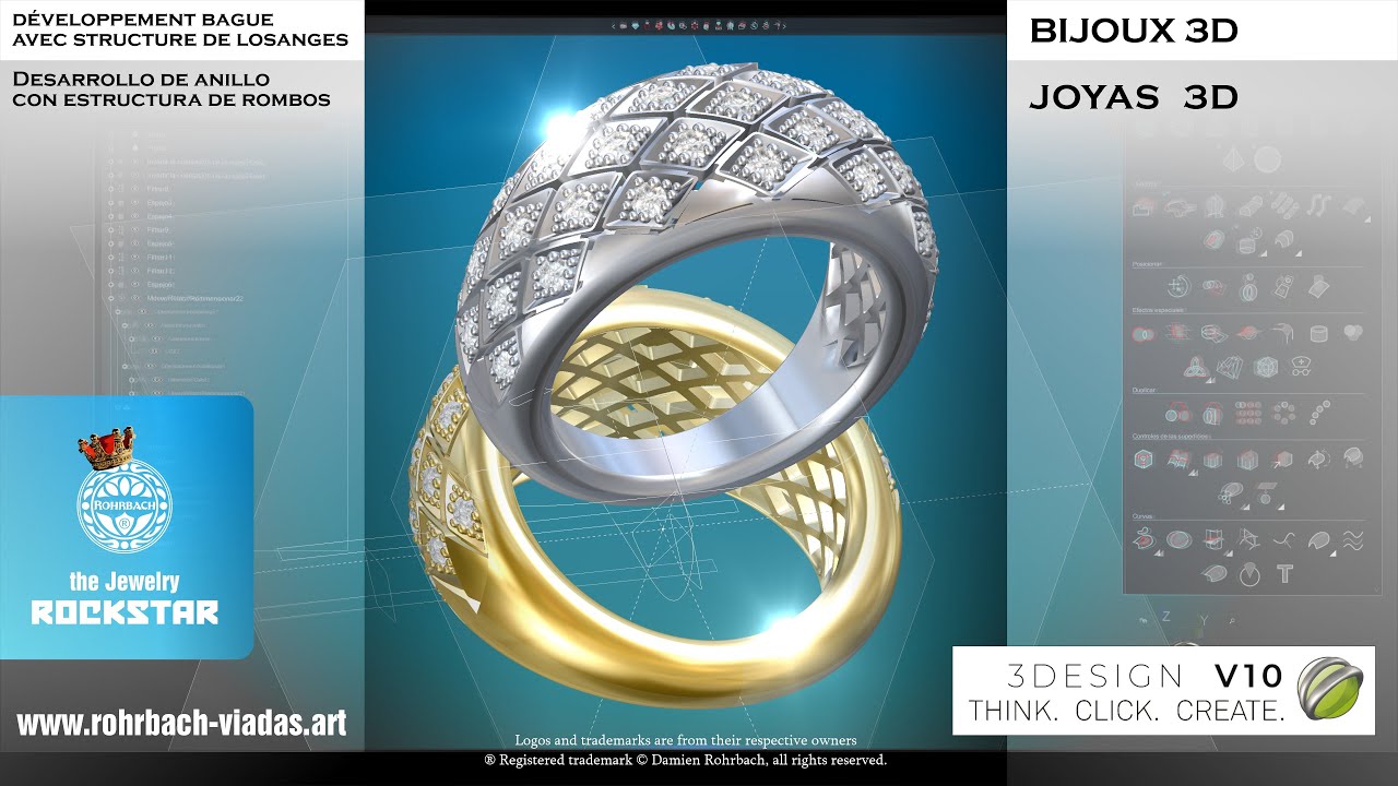 Joyas 3D Bijoux 3DESIGN avec Damien Rohrbach BAGUE LOSANGES