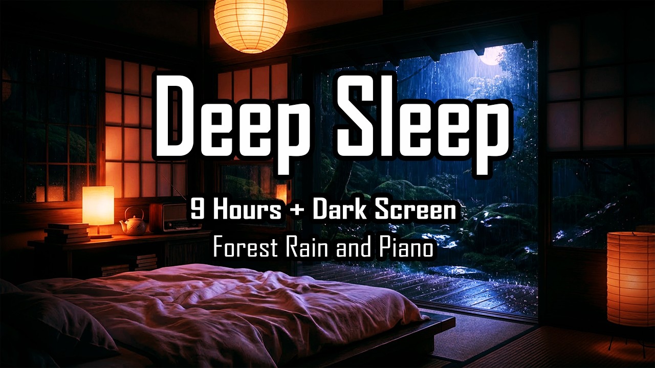 Fall Asleep Instantly Rain in Forest & Piano 🌧️ Screen Dims @ 30 Mins Deep Sleep, Insomnia