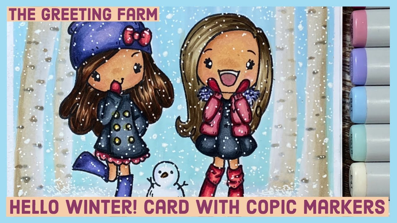 The Greeting Farm | Hello Winter! Card with Copic Markers