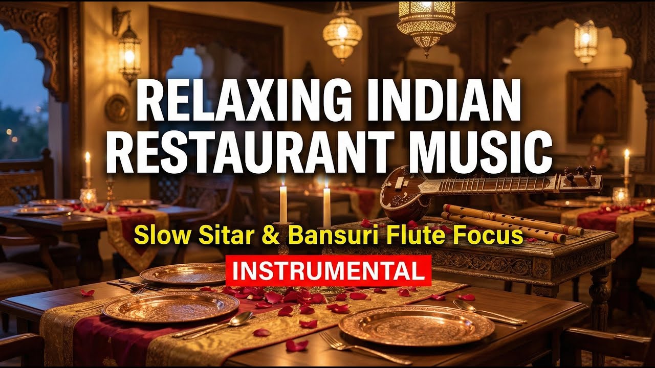 10 Hours Relaxing Indian Restaurant Music 🇮🇳 Slow Sitar & Bansuri Flute | Traditional Background