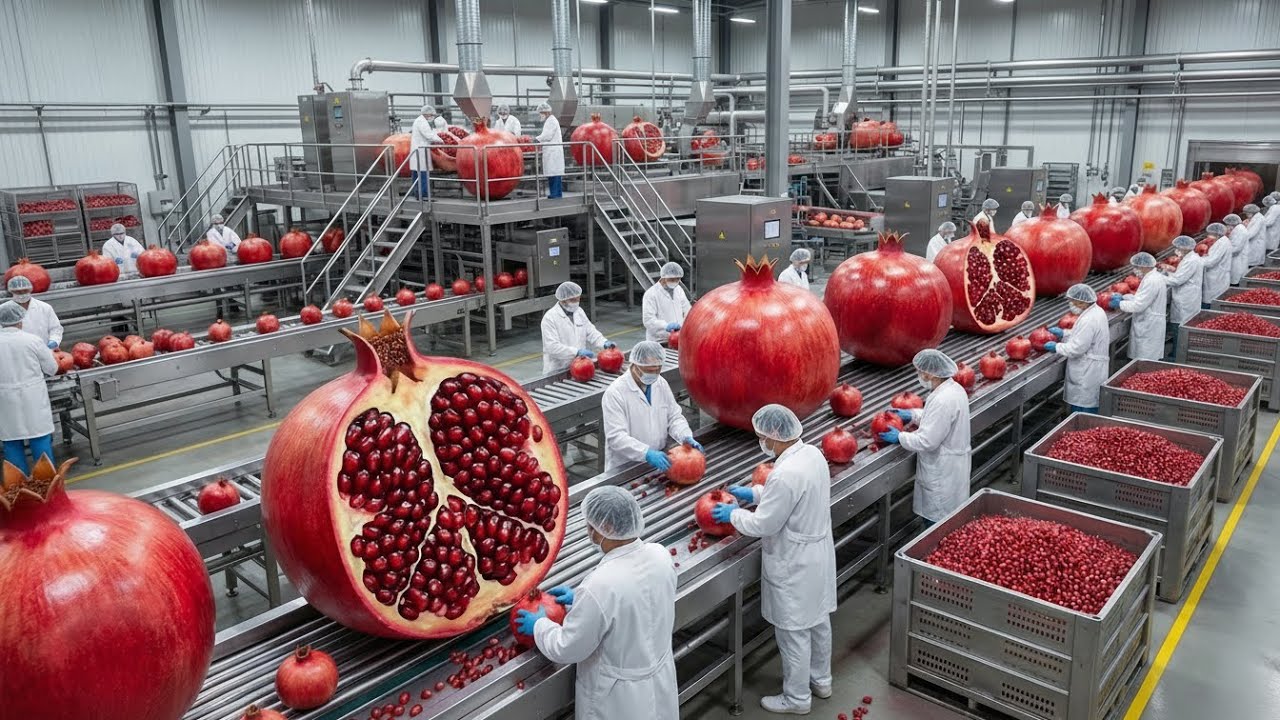 How Pomegranates Are Turned Into Premium Juice in a High-Tech Factory | Full Process