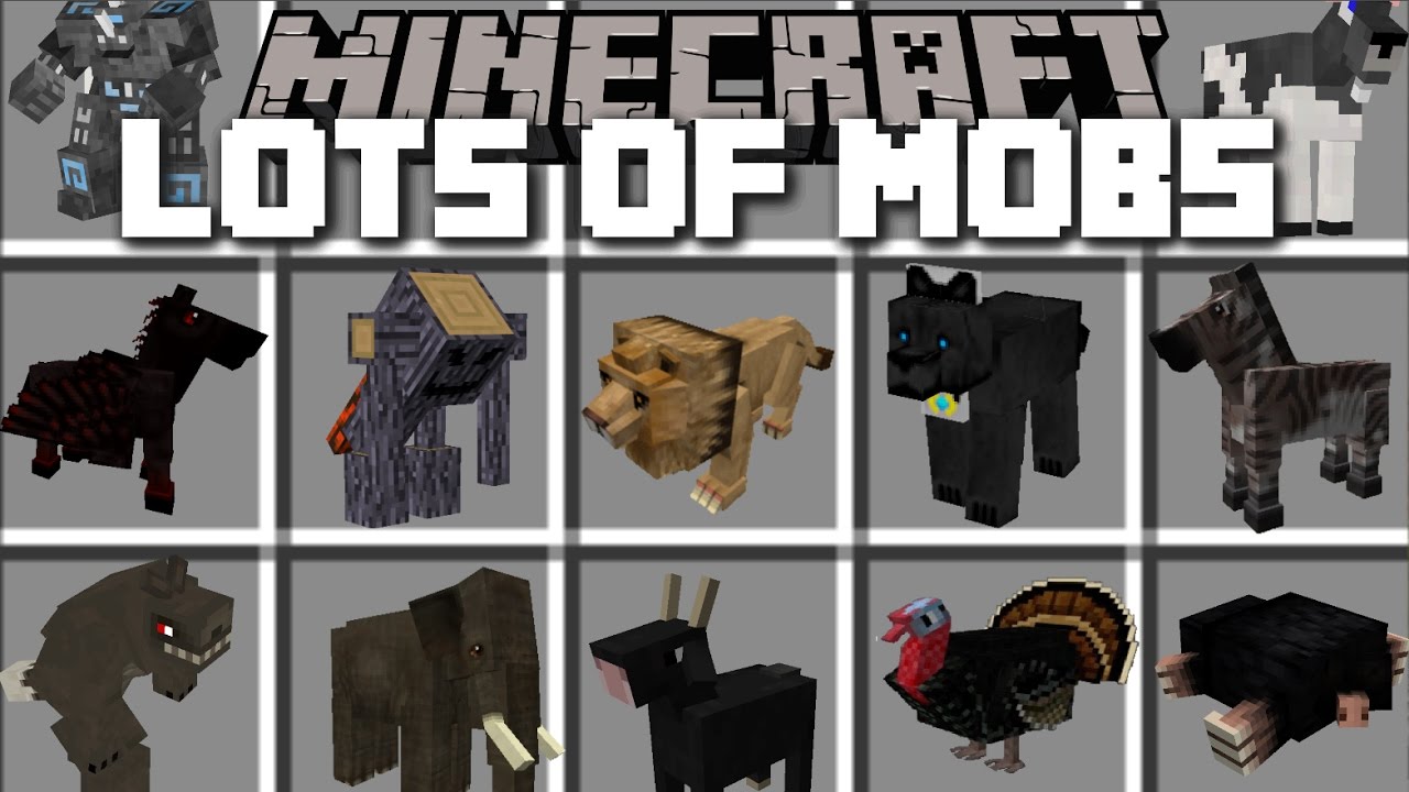 Minecraft LOTS OF MOBS MOD / FIGHT AGAINST TIGERS AND ELEPHANTS!! Minecraft