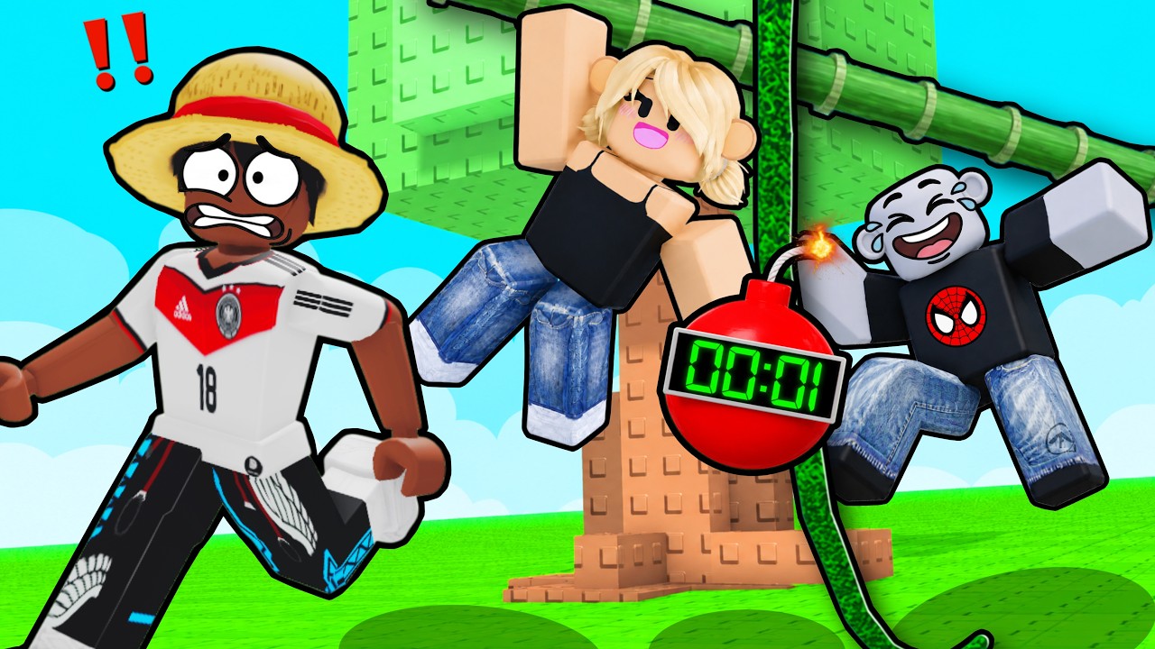 PIZ&Atilde;O x LARRYZINHO x LARIZINHA NO FUJA DA BOMBA SENDO MACACO NO ROBLOX!