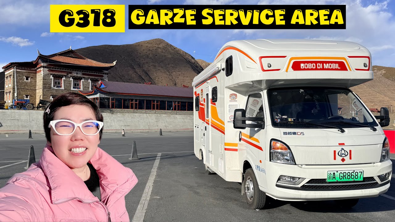 🔴 G318 Sichuan GARZE Service Area | China Road Trip on Campervan