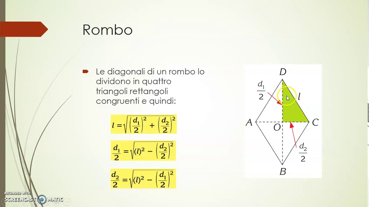 2.5 Teorema di Pitagora nel rombo