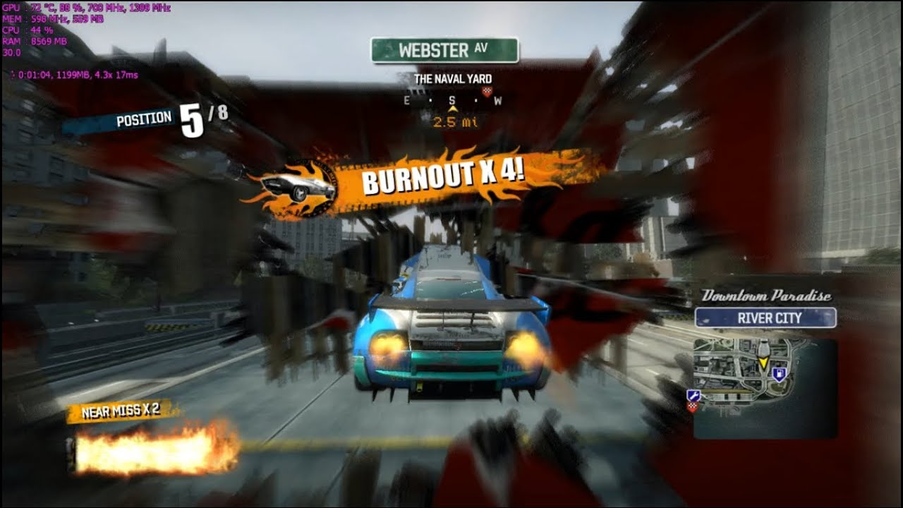 Burnout Paradise gameplay - EVGA GT430 1080p DSR [720p]